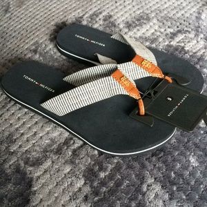 Tommy Hilfiger Navy Fabric Flip Flops